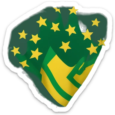 circassian flag with dark green background with 3 yellow arrows and 12 yellow stars sticker