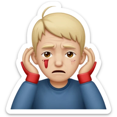 person covering ears, wincing in pain sticker