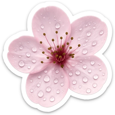 pink cherry blossom with dew drops, no background sticker