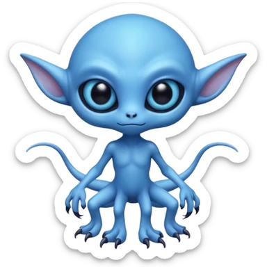 full body cute humanoid peacefull alien furry with 6 legs and eye stalks sticker