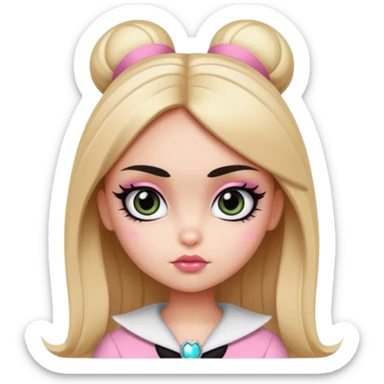 powerpuff girls blossm russian features, beauty, pretty eyes, black eyeliner, pretty bratz baddie sticker