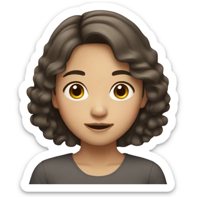 medium wavy long brown hair asian girl sticker
