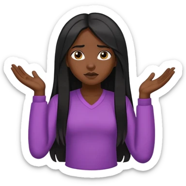 African American girl long hair middle hair part, shrugging sticker