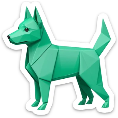 origami dog in color green mint rgb(168, 251, 211) sticker