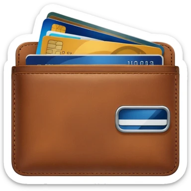 portefeuille marron avec pleins de billet et carte bancaire sticker