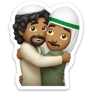 mexican man and saudi arabian man hugging like lovers sticker