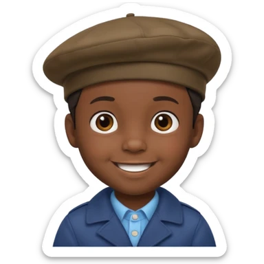 male dark toddler with beret sticker