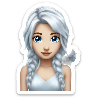 big wings, silver, feather, icy ,snowflake, Beautiful, fairy, long hair, blue eyes sticker