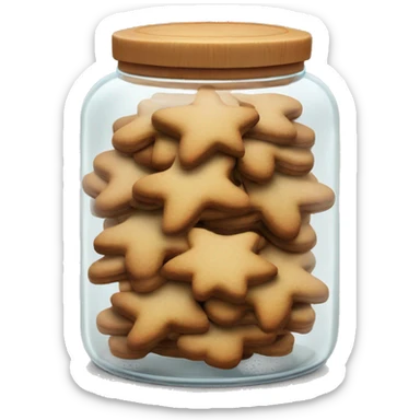 Realistic glass cookie jar with lid full of gingerbread cookies isolated.  sticker