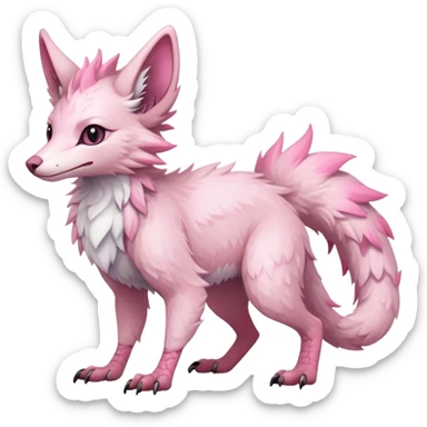 Feral Rare Fantasy cute pastel pink Vernid-Sergal-Trico-species by LiLaiRa, markings, tufted ears, full body, 4 legs sticker