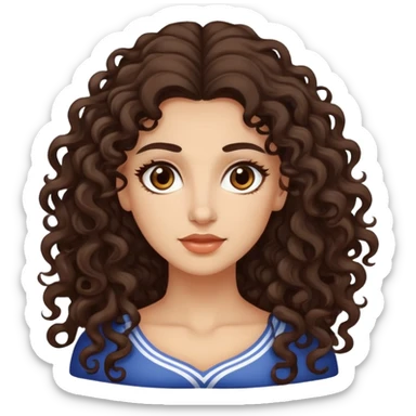 attractive Greek woman with long curly dark brown hair and light skin sticker