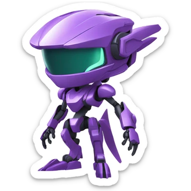 a Genesect-Raptor-Fakémon-Medabot-—hybrid with a futuristic visor-helmet full body sticker