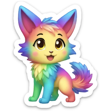 Anthro sparkle-rainbow-gradient-shiny-Chibi-style-Fur-Sona-Fakémon Full Body sticker