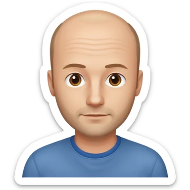 man mid 30's casual clothes balding hairline sticker