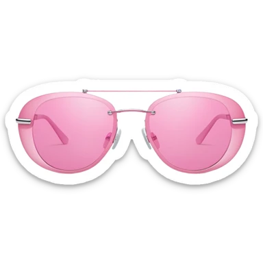 Y2K style rimless pink sunglasses, futuristic design, no frame, early 2000s fashion sticker