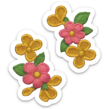 Knit scarf with floral glittery design sticker