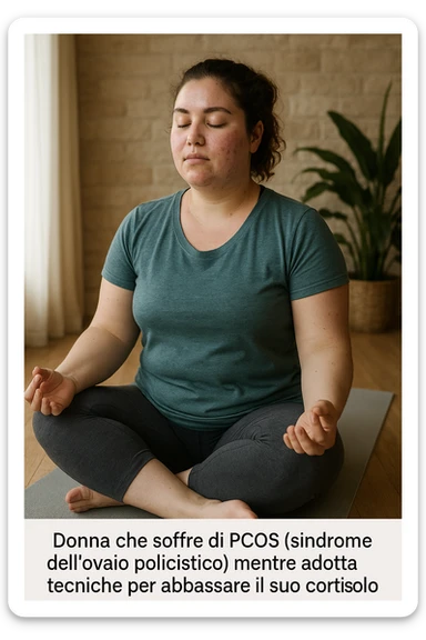 Donna con pcos che abbassa il suo cortisolo immagine realistiche in italiano sticker