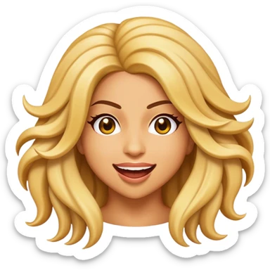 Cinematic Realistic Shakira Pop Culture Emoji, depicted with an energetic, dynamic portrayal of the global pop star rendered with lifelike textures and vibrant, charismatic lighting. sticker