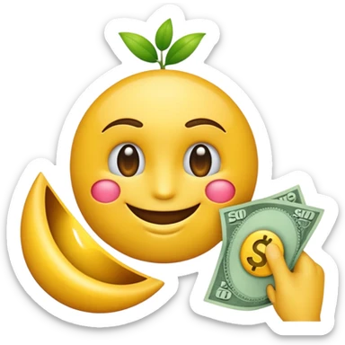 emoji haciendo un guiño con un ojo y sosteniendo dinero sticker