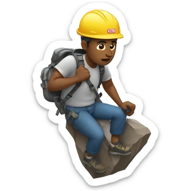 man struggles to climb mountain sticker