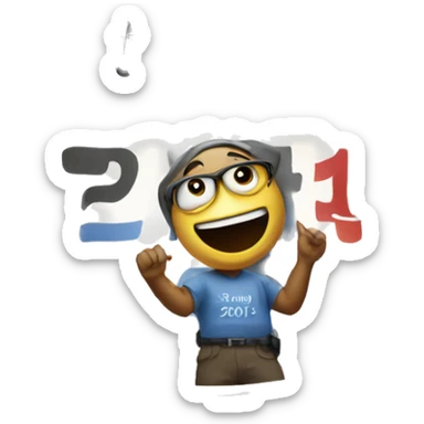 Calendar with 1 of january sticker