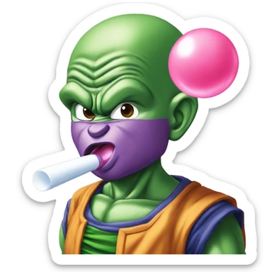piccolo from dragon ball z blowing bubblegum sticker