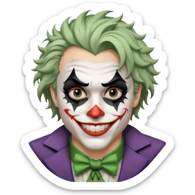 man with black and white joker makeup sticker