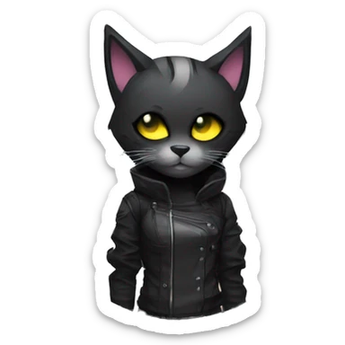 Edgy Shy Anthro cool pretty dark cat-fursona techwear sticker