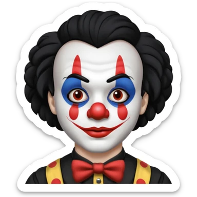 man with black hair black and white clown makeup black clothes sticker