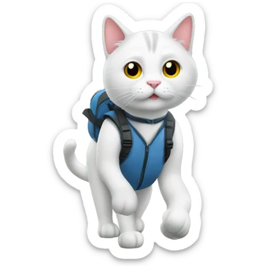 Cat on a walk with two feer sticker