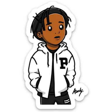ASAP Rocky with his signature style and fashion sticker