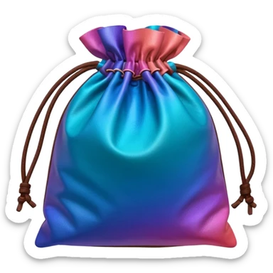 coins  pack in gradient of turquoise, blue, pink, purple, and coral color in leather brown bag sticker