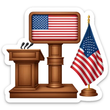 presidential podium with American flag sticker