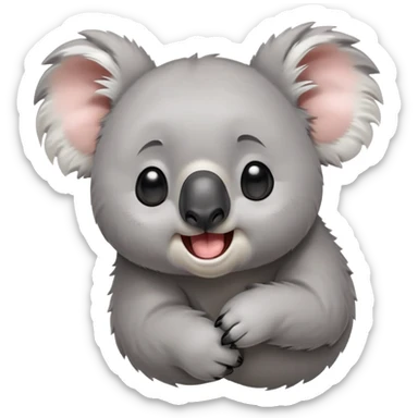 cinematic-cute-yawning-koala-portrait-emoji,-head-tilted-slightly-with-a-dramatic,-wide-open-yawn,-showcasing-a-soft,-downy-grey-fur-with-drooping-ears-and-round-eyes-barely-open-in-drowsy-contentment,-simplified-yet-irresistibly-adorable sticker