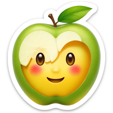 A single halved yuzu fruit, in Apple iPhone emoji style. Bright yellow skin, juicy interior visible, vibrant colors, smooth gradients, glossy highlights, clean simple shapes, no outlines.
 sticker