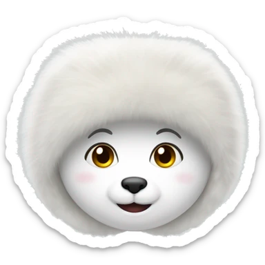 Cute white fur hat for winter sticker
