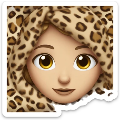 Brunette girl with blue eyes  Laying on Leopard blanket  sticker