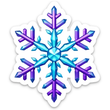 cyan and purple snowflake glitter sticker