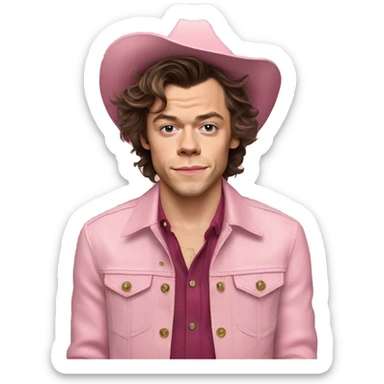 Harry styles wearing a pink cowboy hat sticker