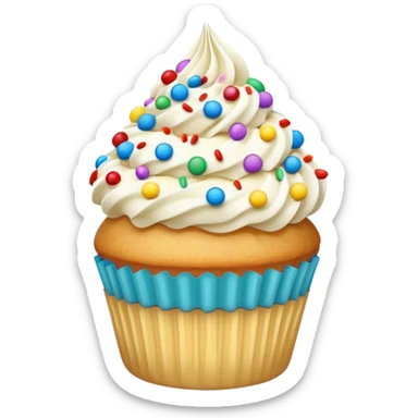 Vanilla Cupcake with white icing and colorful sprinkles  sticker