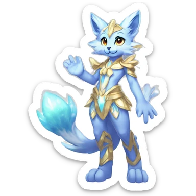 Anthro Sona Colorful Ethereal Pretty Godly Celestial Shiny Fakemon Full Body sticker