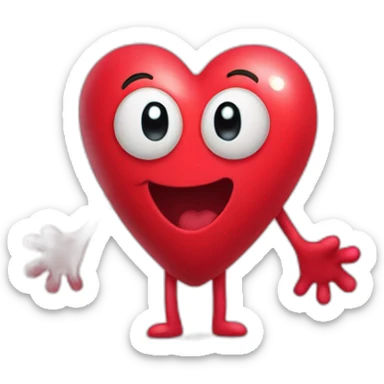 Heart with a sweet face, and arms and legs coming out of it sticker
