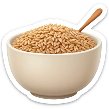 white bowl of brown rice, matte, simple, clear sticker