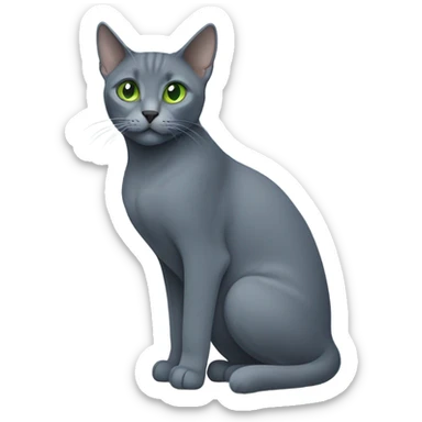 Russian blue with green eyes side profile full body sticker