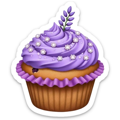 Lavender flower sprig muffin with berry and sugar crystals sticker