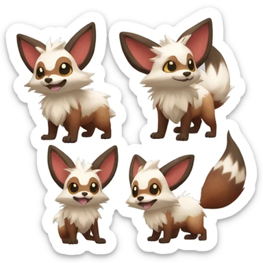 Lycanroc Eevee Furret Zigzagoon sticker