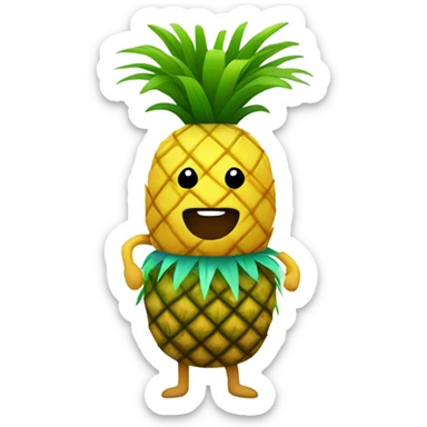 Pineapple with a grass skirt sticker