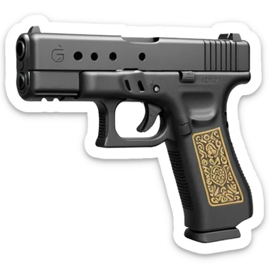 Glock 17 with an extended magazine and a clear legible engraving "N Block 17" sticker