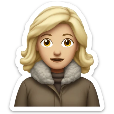 freezing blonde middle age woman winter sticker