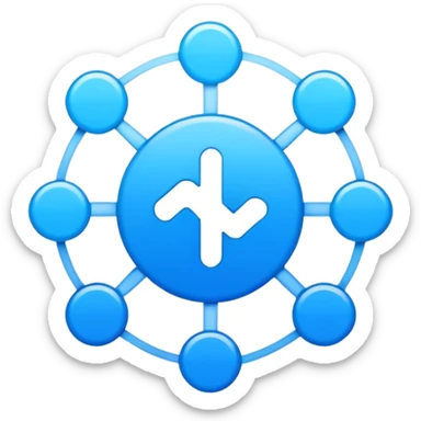 n8n logo, workflow automation, blue nodes connected sticker